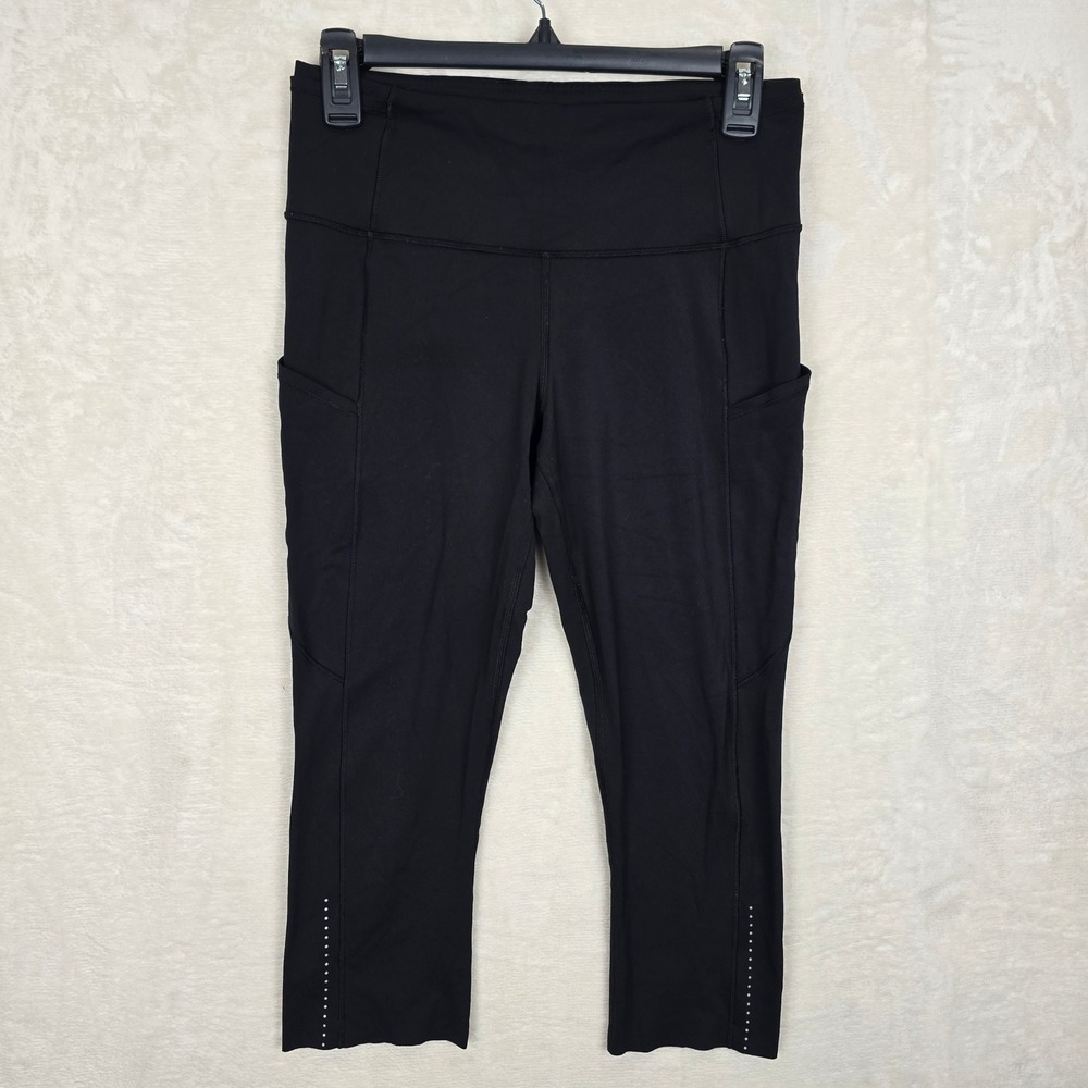 Lululemon Fast & Free Crop II Nulux 19" Black High Rise Running Leggings Size 8